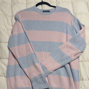 Brandy Melville Pink and Blue Striped Sweater